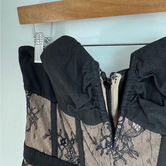 Micheal Costello x Revolve Nude Lace Strapless Jump Suit - Picture 4 of 4